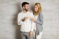 Young couple toasting with white wine Royalty Free Stock Photo