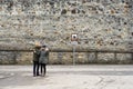 Young couple of tourist doing selfie