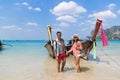 Young Couple Tourist Long Tail Thailand Boat Ocean Sea Vacation Travel Trip Royalty Free Stock Photo