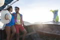 Young Couple Tourist Sail Long Tail Thailand Boat Ocean Sea Vacation Travel Trip Royalty Free Stock Photo