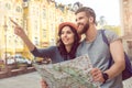 Young couple tourists city walk together vacation Royalty Free Stock Photo