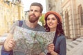 Young couple tourists city walk together vacation Royalty Free Stock Photo