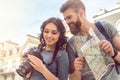 Young couple tourists city walk together vacation Royalty Free Stock Photo