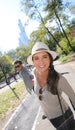 Young couple of tourists hanging out in central park Royalty Free Stock Photo