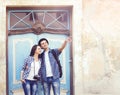 Young couple traveling and exploring new places. Traveling and c Royalty Free Stock Photo