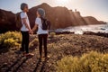 Young couple traveling nature