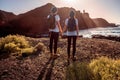 Young couple traveling nature Royalty Free Stock Photo