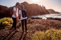 Young couple traveling nature Royalty Free Stock Photo