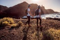 Young couple traveling nature Royalty Free Stock Photo