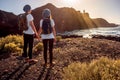 Young couple traveling nature Royalty Free Stock Photo