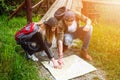 Young couple traveling in a nature. Happy people. Travel lifestyle Royalty Free Stock Photo