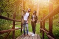 Young couple traveling in a nature. Happy people. Travel lifestyle Royalty Free Stock Photo