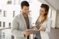 Young couple using tablet pc Royalty Free Stock Photo