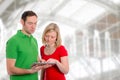 Young couple using tablet pc Royalty Free Stock Photo