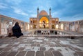 Young Couple Visiting Agha Bozorgi Mosque of Kashan City in Iran