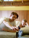 Young couple waking up in the morning Royalty Free Stock Photo