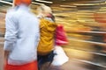 Young couple walking down shopping street Royalty Free Stock Photo