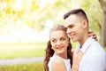 Young couple walking, Hyde Park, London: sunset colour tone Royalty Free Stock Photo