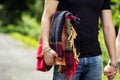 Young couple walking in the park and holding hands,A loving coup Royalty Free Stock Photo