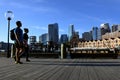 Young couple walks along Sydney Circular Quay Sydney New South Royalty Free Stock Photo