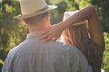 Young couple watching sunset Royalty Free Stock Photo