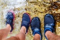 Young couple in water shoe