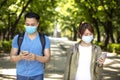 Young couple wear face mask during coronavirus and flu