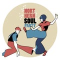 Young couple wearing retro clothes 60s, dancing Northern Soul or Mod style Royalty Free Stock Photo