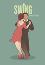 Young couple wearing retro clothing, dancing `balboa` style swing Royalty Free Stock Photo