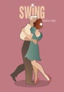 Young couple wearing retro clothing, dancing `balboa` style swing