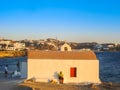 Young couple on wedding cerimony by the sea in Mykonos