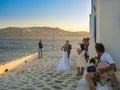 Young couple on wedding cerimony by the sea in Mykonos