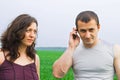 Young couple in a wheat field Royalty Free Stock Photo