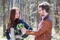 Young couple wih flowers