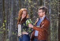 Young couple wih flowers