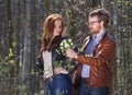 Young couple wih flowers