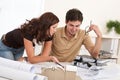 Young couple working at architect office Royalty Free Stock Photo