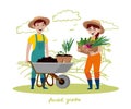 Young couple are working in the garden Royalty Free Stock Photo