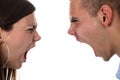 Young couple yelling at each other isolated Royalty Free Stock Photo