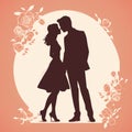 Vintage Graphic Design: Romantic Wedding Favors Silhouette Illustration Royalty Free Stock Photo