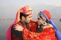Young Couples in Traditional Indian Dress Royalty Free Stock Photo