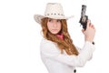 Young cowgirl with gun