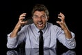 Young crazy stressed businessman in worried tired face expression screaming desperate Royalty Free Stock Photo