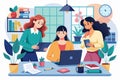 Young creative women collaborate in a colorful office space during a brainstorming session focused on new ideas and projects Royalty Free Stock Photo