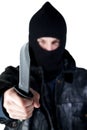 Young Criminal with Knife Royalty Free Stock Photo