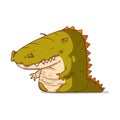 A Young Crocodile Sitting, isolated vector illustration. Cute cartoon picture of a funny frolic baby alligator Royalty Free Stock Photo