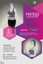 Young curvy woman with dumbbell. Fitness Flyer Template.