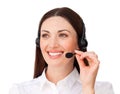 Young customer service agent with headset on Royalty Free Stock Photo