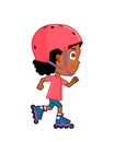 African ethnicity girl roller skating Royalty Free Stock Photo