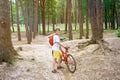 Young cute boy in helmet rides a bicycle in the park. Boy goes on the road. Sport Royalty Free Stock Photo